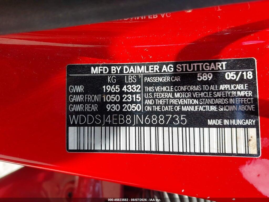 WDDSJ4EB8JN688735 2018 MERCEDES-BENZ CLA 250 photo no. 9