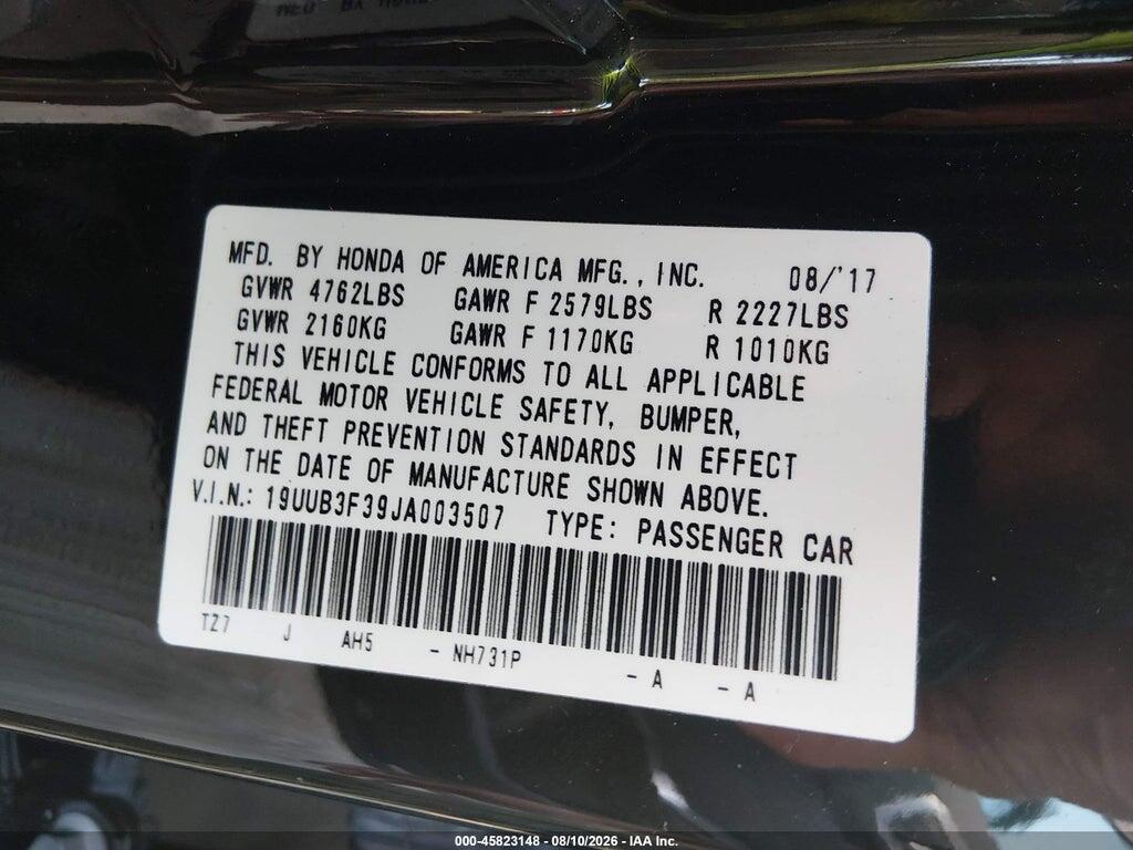 19UUB3F39JA003507 2018 ACURA TLX photo no. 9