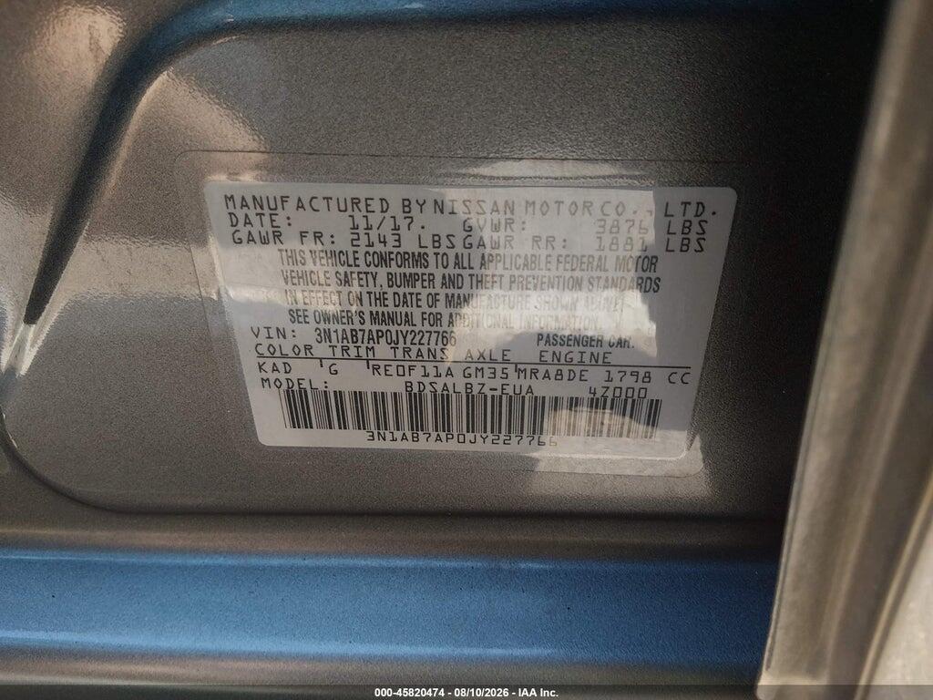 3N1AB7AP0JY227766 2018 NISSAN SENTRA photo no. 9