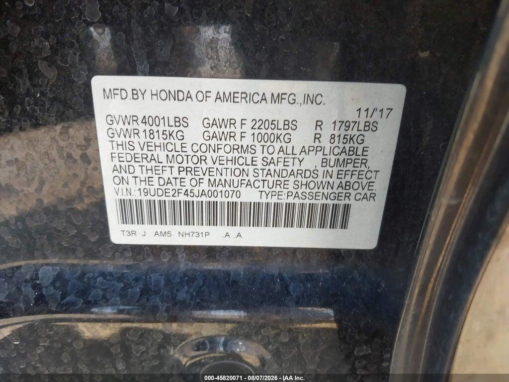 19UDE2F45JA001070 2018 ACURA ILX photo no. 9