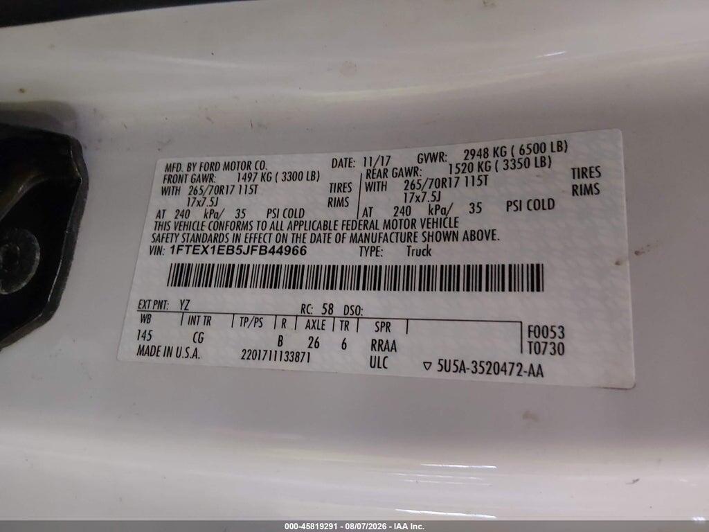 1FTEX1EB5JFB44966 2018 FORD F-150 photo no. 9