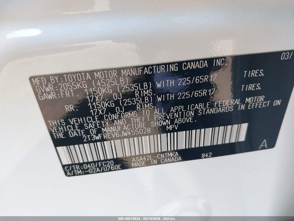 2T3WFREV6JW455028 2018 TOYOTA RAV4 photo no. 9