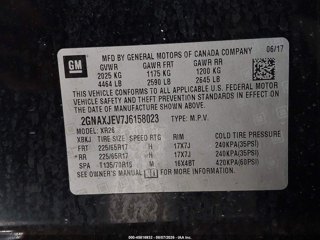 2GNAXJEV7J6158023 2018 CHEVROLET EQUINOX photo no. 9