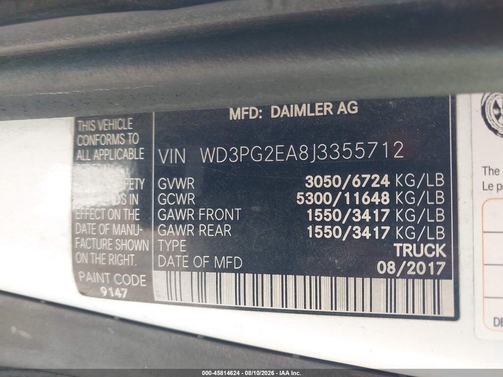WD3PG2EA8J3355712 2018 MERCEDES-BENZ METRIS photo no. 9