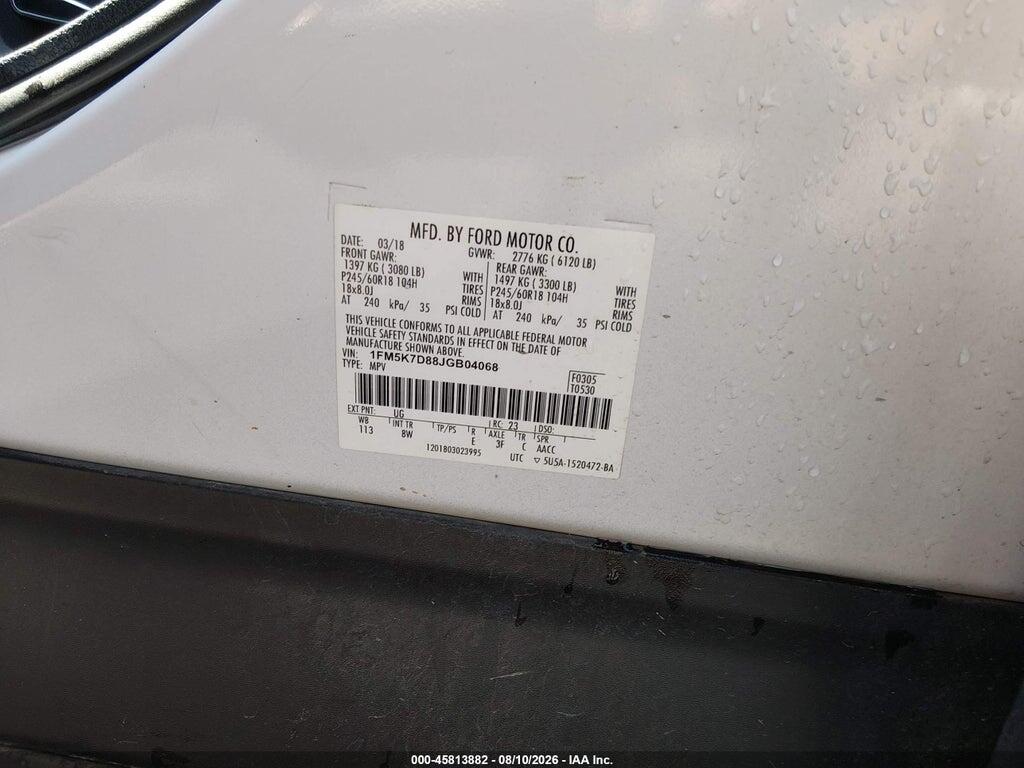 1FM5K7D88JGB04068 2018 FORD EXPLORER photo no. 9