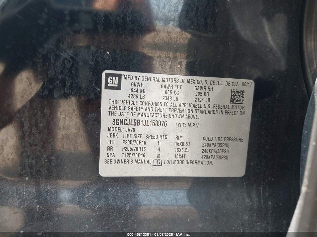 3GNCJLSB1JL153976 2018 CHEVROLET TRAX photo no. 9