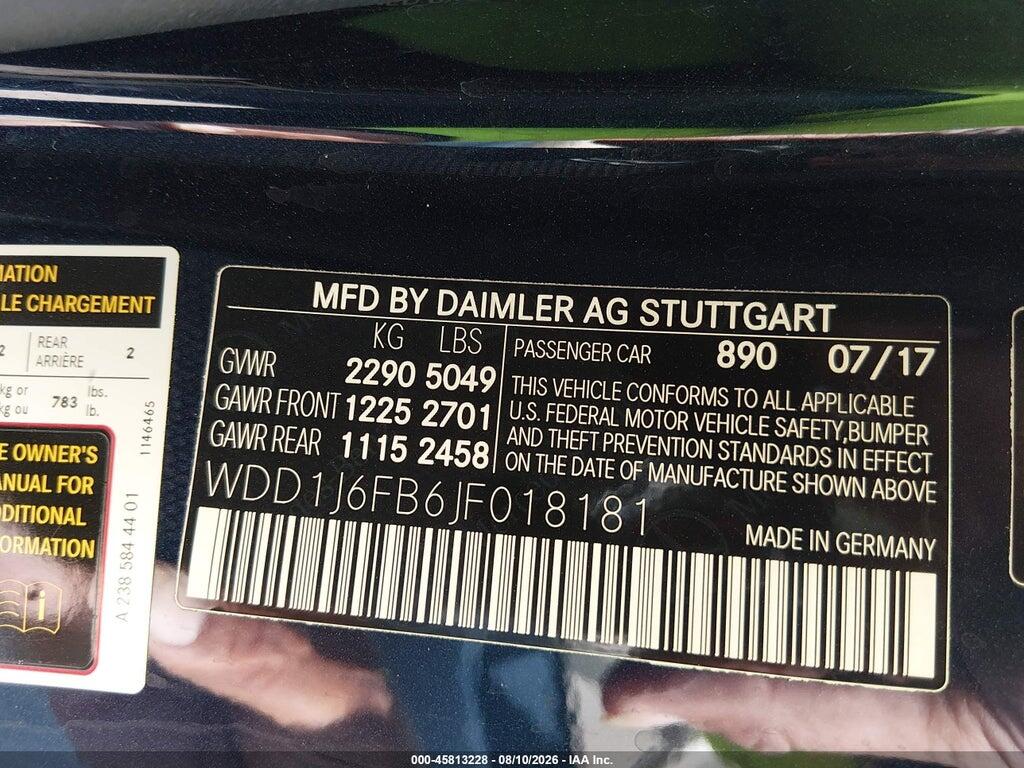 WDD1J6FB6JF018181 2018 MERCEDES-BENZ E 400 photo no. 9