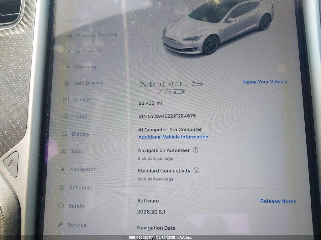 5YJSA1E22JF284675 2018 TESLA MODEL S photo no. 7
