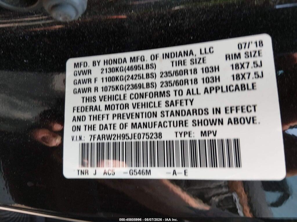 7FARW2H95JE075238 2018 HONDA CR-V photo no. 9