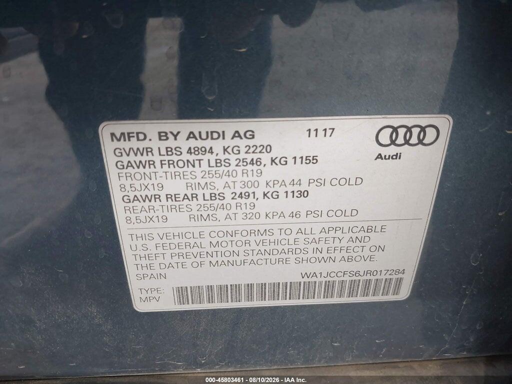 WA1JCCFS6JR017284 2018 AUDI Q3 photo no. 9