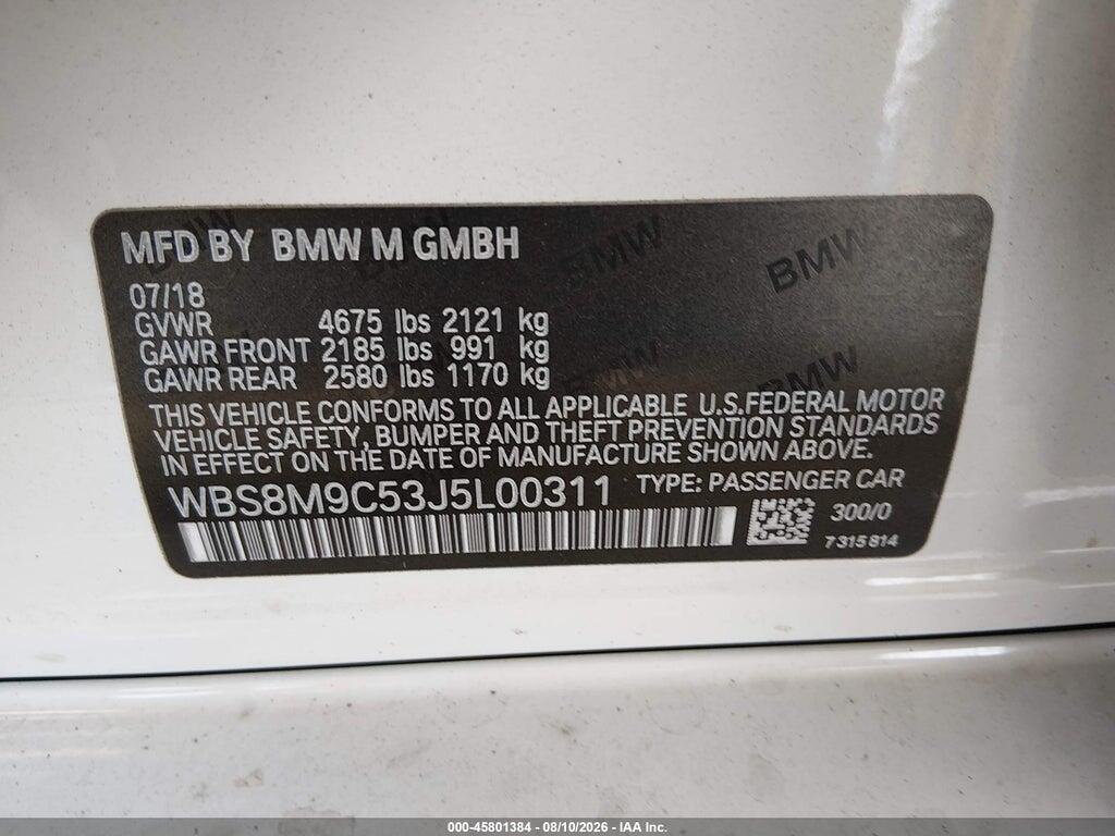 WBS8M9C53J5L00311 2018 BMW M3 photo no. 9