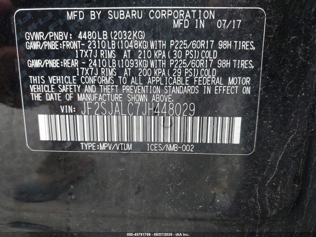 JF2SJALC7JH448029 2018 SUBARU FORESTER photo no. 9