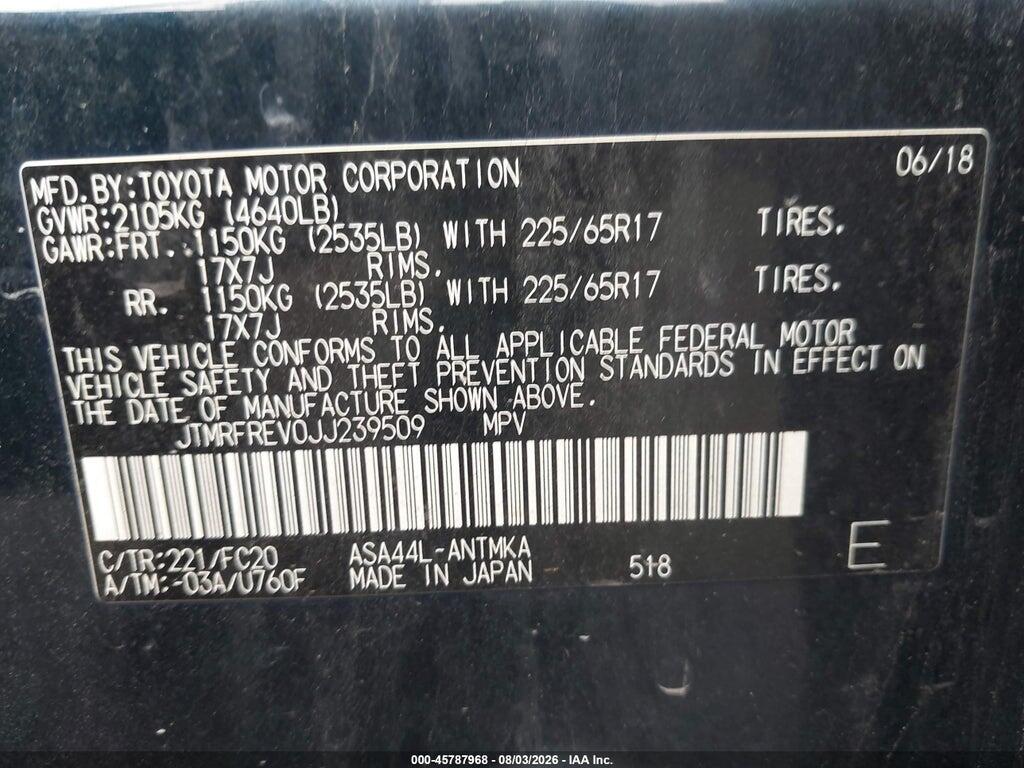 JTMRFREV0JJ239509 2018 TOYOTA RAV4 photo no. 9