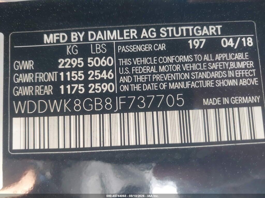WDDWK8GB8JF737705 2018 MERCEDES-BENZ AMG C 63 photo no. 9
