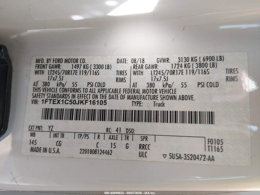 1FTEX1C50JKF16105 2018 FORD F-150 photo no. 9