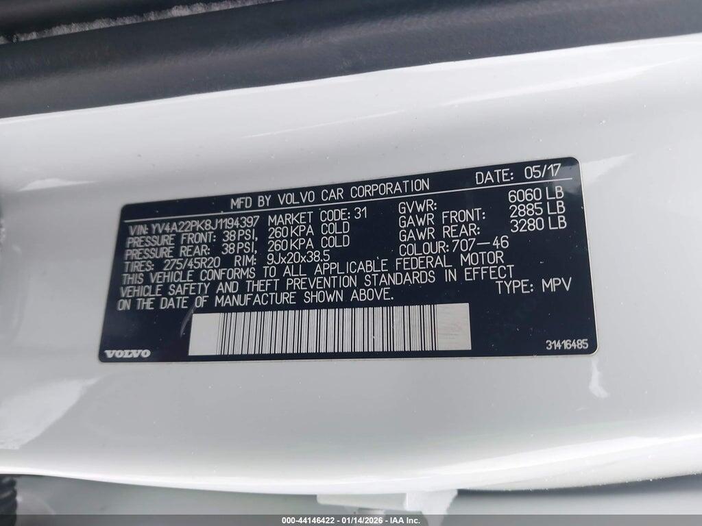 YV4A22PK8J1194397 2018 VOLVO XC90 photo no. 9