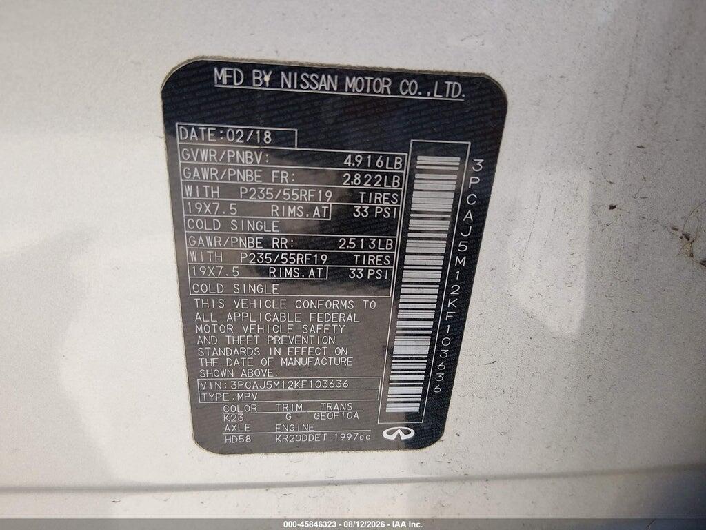 3PCAJ5M12KF103636 2019 INFINITI QX50 photo no. 9