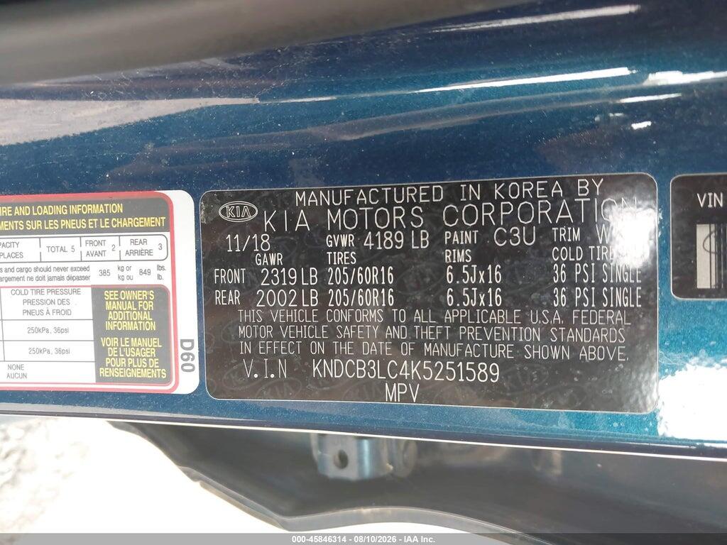 KNDCB3LC4K5251589 2019 KIA NIRO photo no. 9