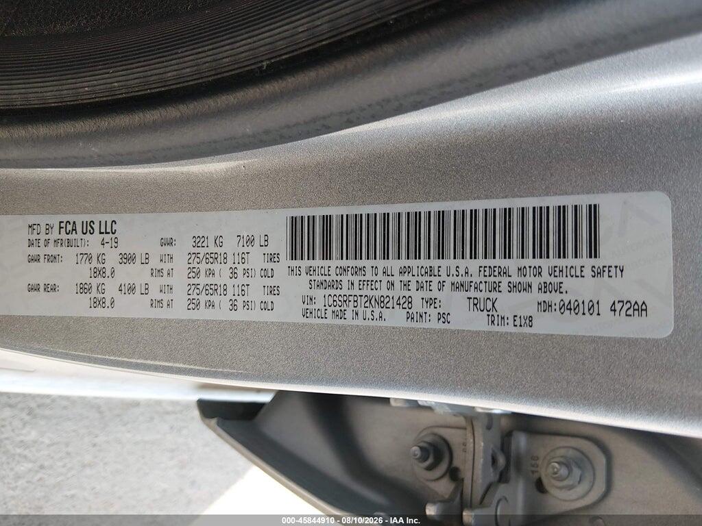1C6SRFBT2KN821428 2019 RAM 1500 photo no. 9