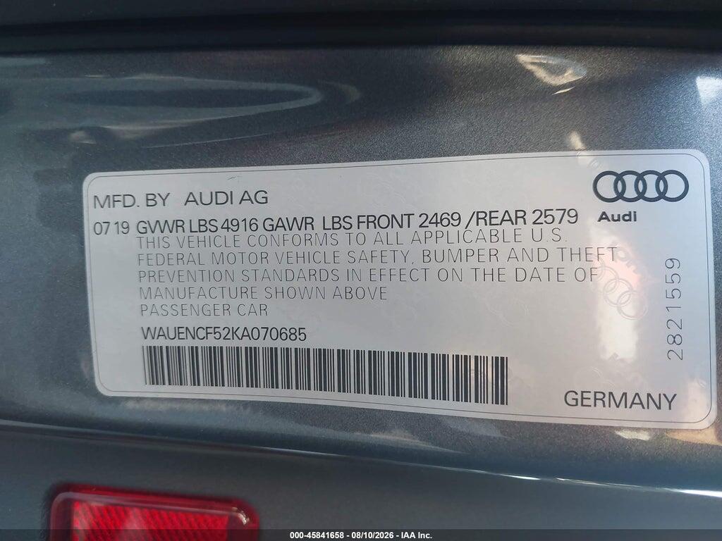 WAUENCF52KA070685 2019 AUDI A5 photo no. 9