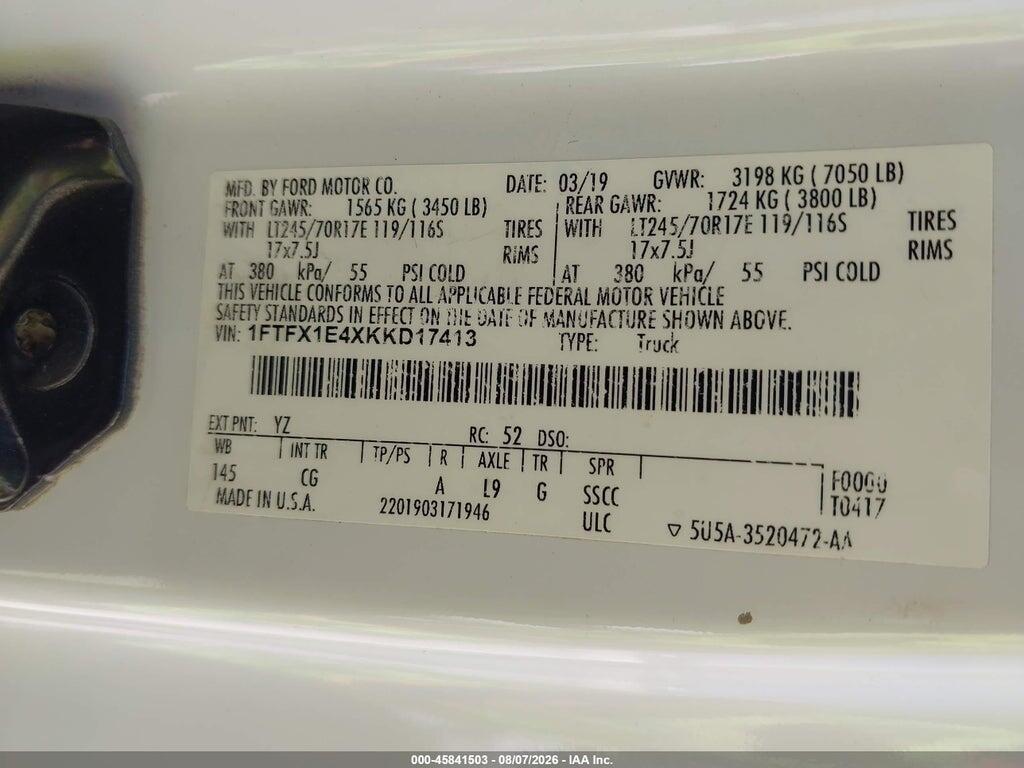 1FTFX1E4XKKD17413 2019 FORD F-150 photo no. 9