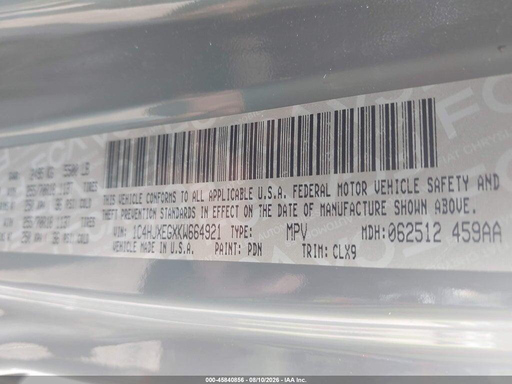 1C4HJXEGXKW664921 2019 JEEP WRANGLER UNLIMITED photo no. 9