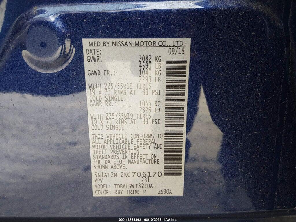 5N1AT2MT2KC706170 2019 NISSAN ROGUE photo no. 9