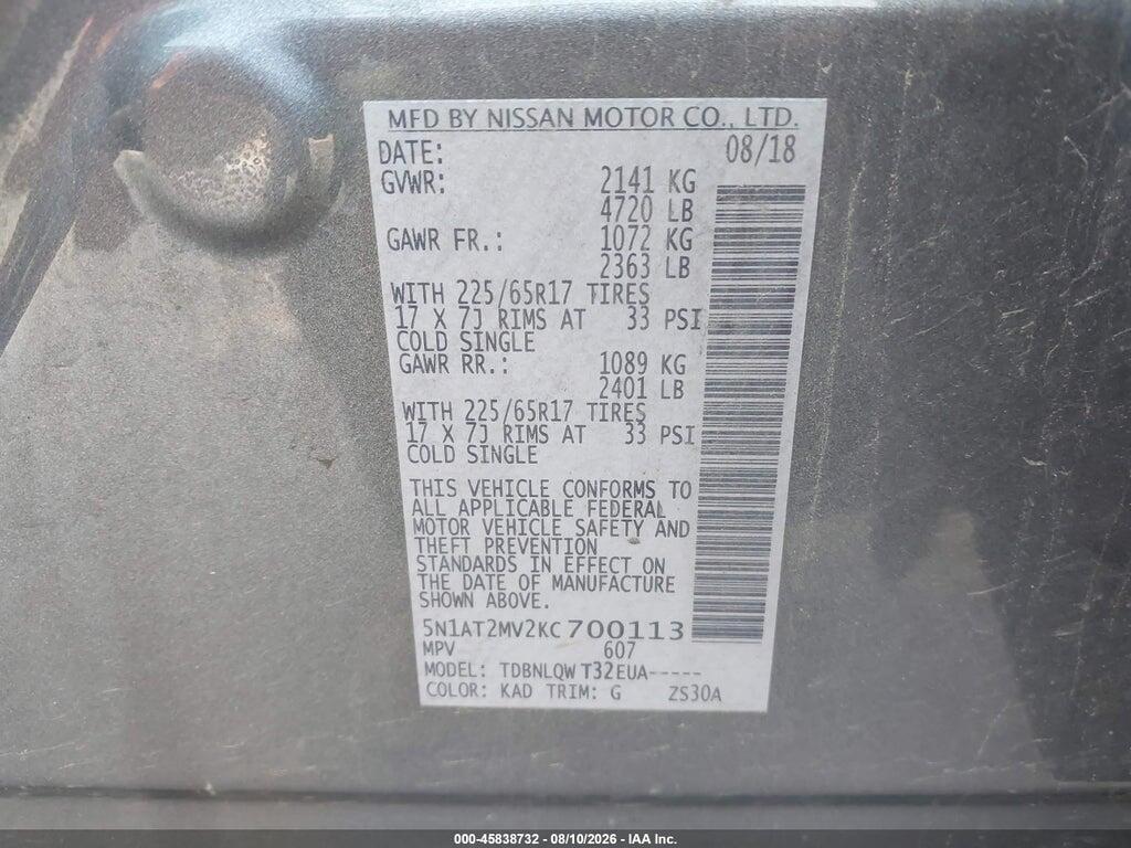 5N1AT2MV2KC700113 2019 NISSAN ROGUE photo no. 9