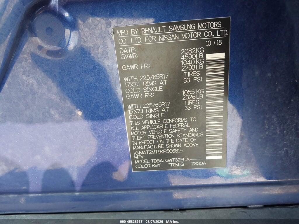 KNMAT2MT9KP506819 2019 NISSAN ROGUE photo no. 9