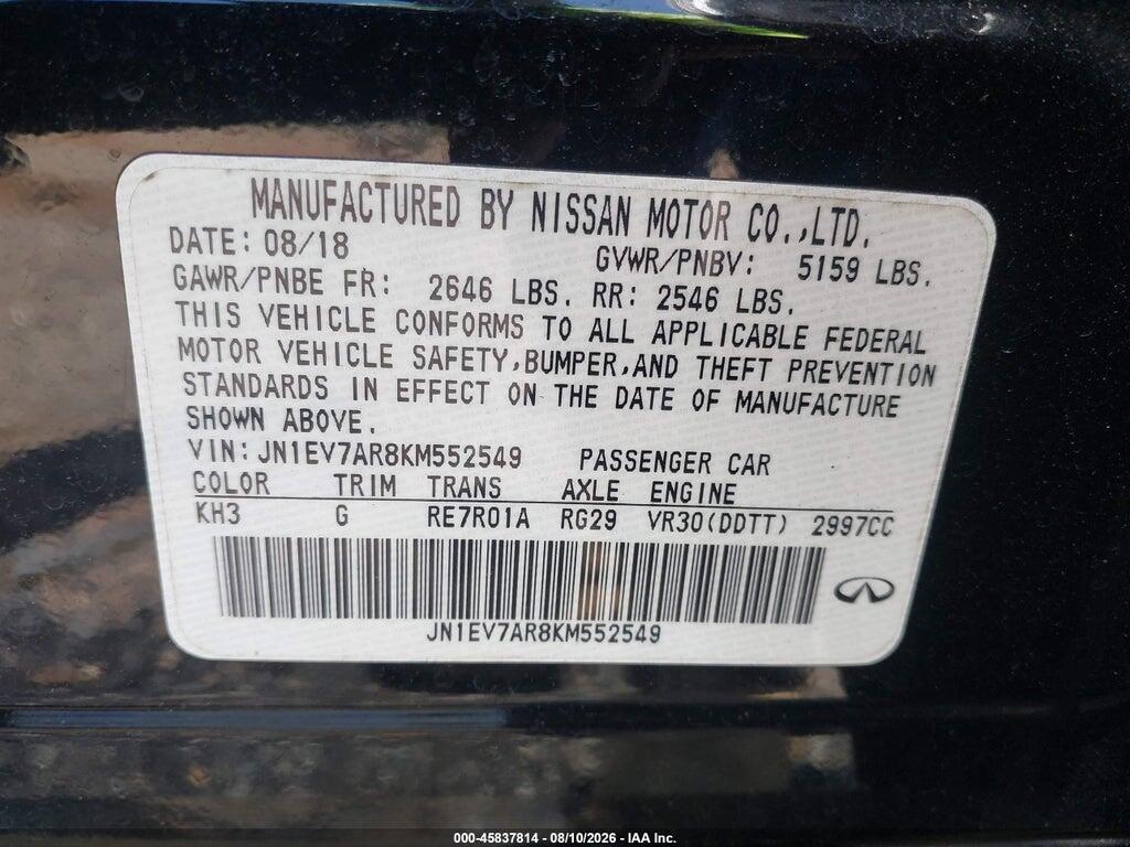 JN1EV7AR8KM552549 2019 INFINITI Q50 photo no. 9