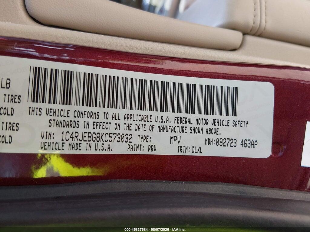 1C4RJEBG8KC573032 2019 JEEP GRAND CHEROKEE photo no. 9