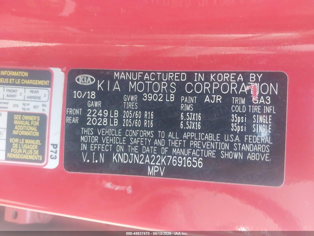KNDJN2A22K7691656 2019 KIA SOUL photo no. 9