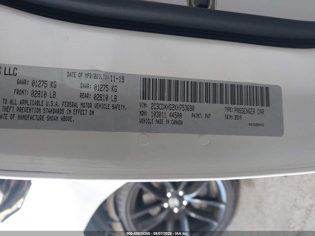 2C3CDXHG2KH753690 2019 DODGE CHARGER photo no. 9
