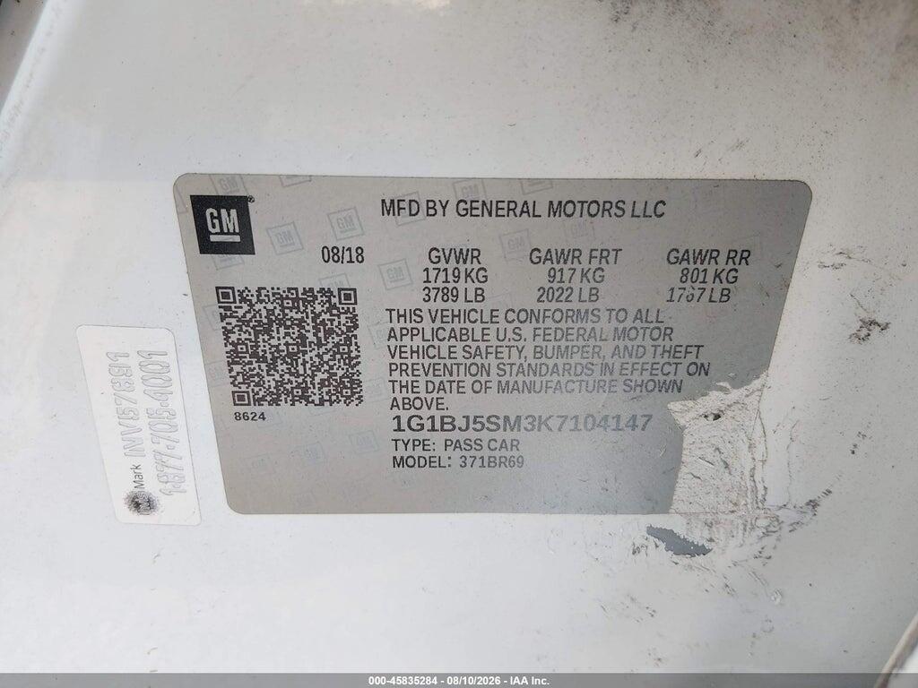 1G1BJ5SM3K7104147 2019 CHEVROLET CRUZE photo no. 9