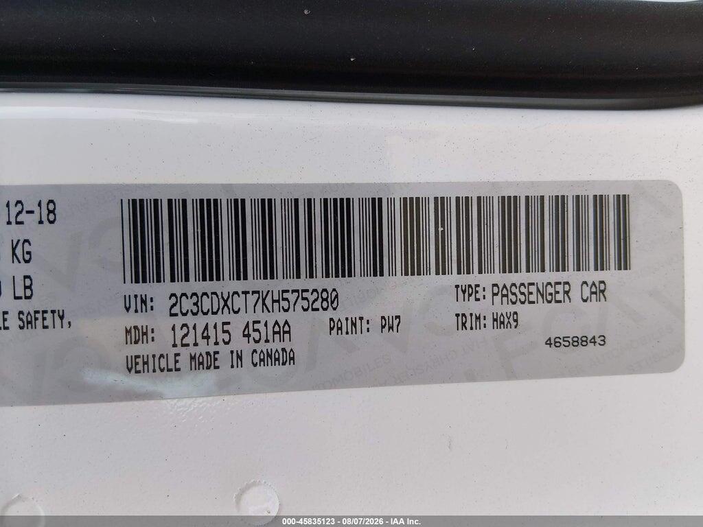 2C3CDXCT7KH575280 2019 DODGE CHARGER photo no. 9