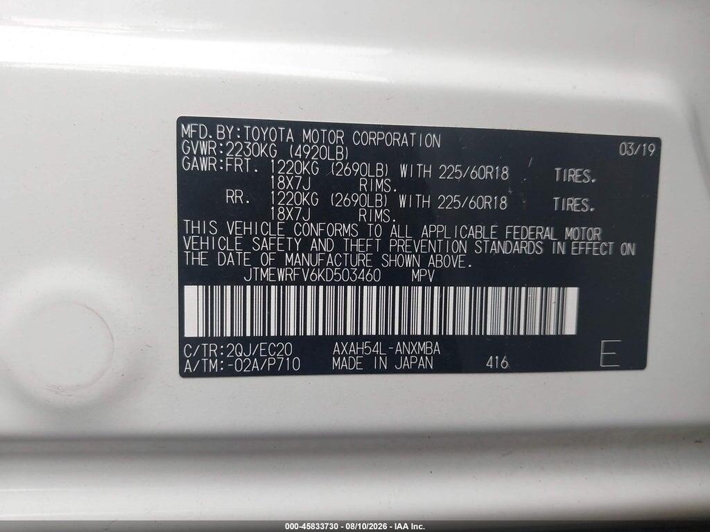 JTMEWRFV6KD503460 2019 TOYOTA RAV4 HYBRID photo no. 9