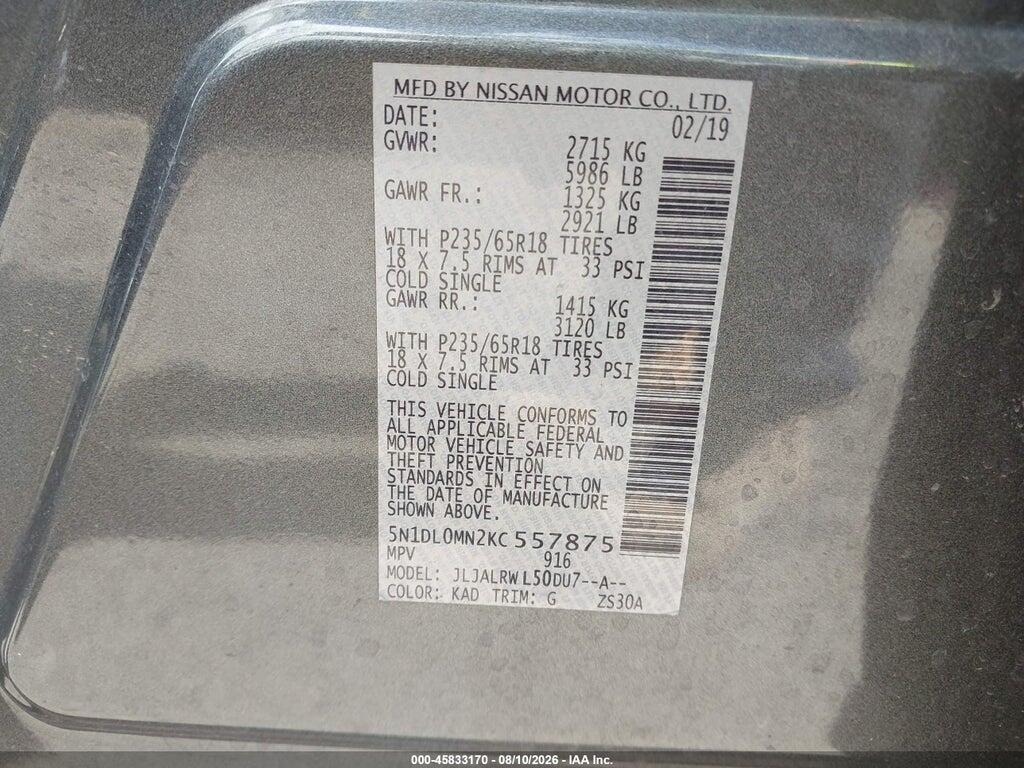 5N1DL0MN2KC557875 2019 INFINITI QX60 photo no. 9