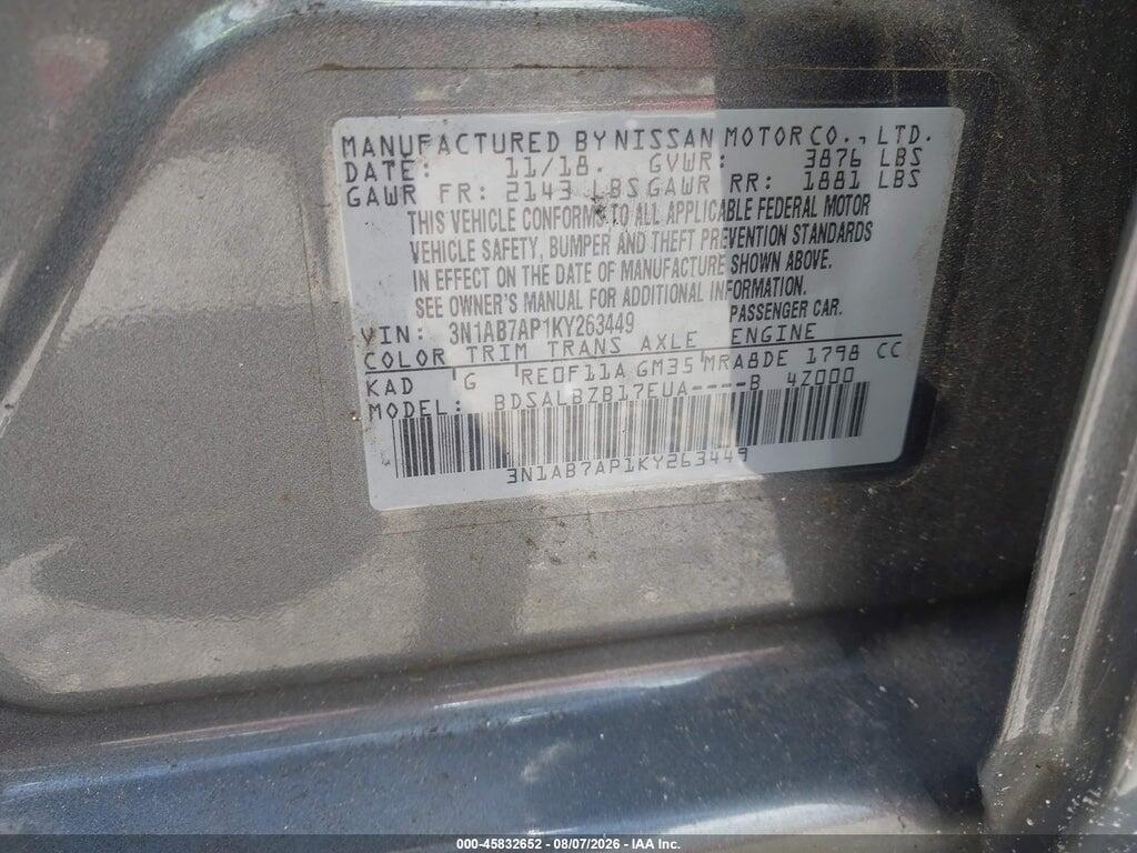 3N1AB7AP1KY263449 2019 NISSAN SENTRA photo no. 9