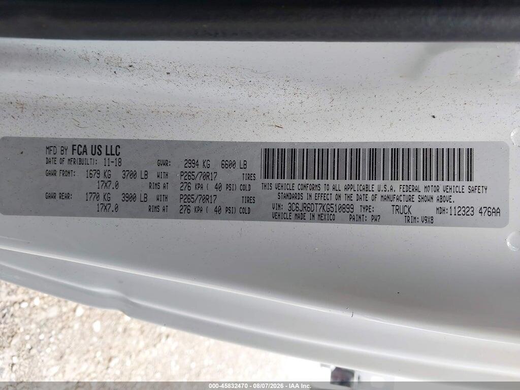 3C6JR6DT7KG510899 2019 RAM 1500 CLASSIC photo no. 9