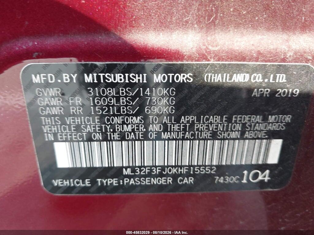 ML32F3FJ0KHF15552 2019 MITSUBISHI MIRAGE G4 photo no. 9