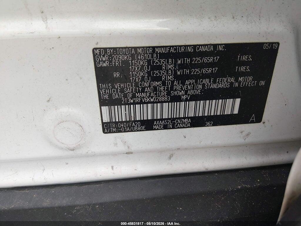 2T3W1RFV6KW028883 2019 TOYOTA RAV4 photo no. 9