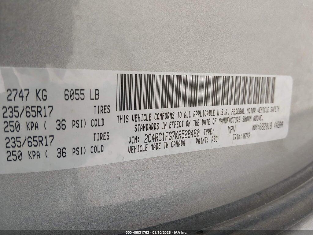 2C4RC1FG7KR528460 2019 CHRYSLER PACIFICA photo no. 9