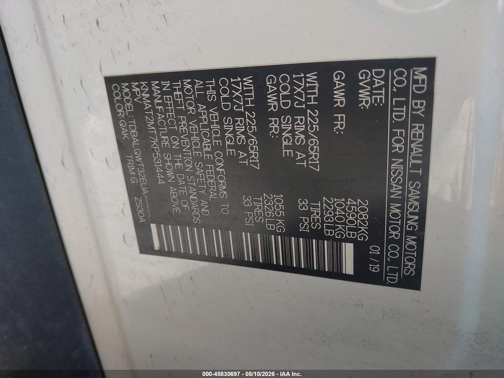 KNMAT2MT7KP531444 2019 NISSAN ROGUE photo no. 9