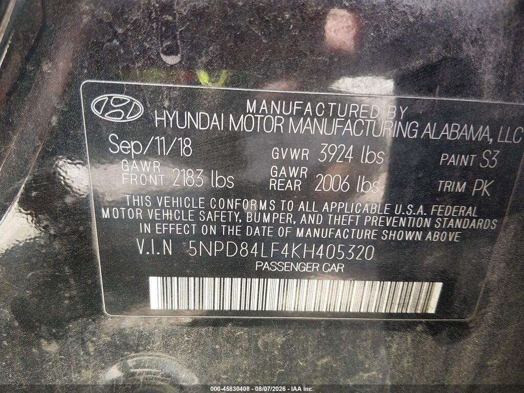 5NPD84LF4KH405320 2019 HYUNDAI ELANTRA photo no. 9