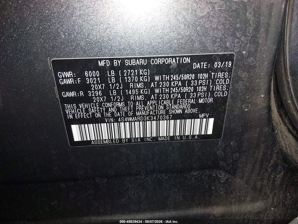 4S4WMARD3K3470367 2019 SUBARU ASCENT photo no. 9