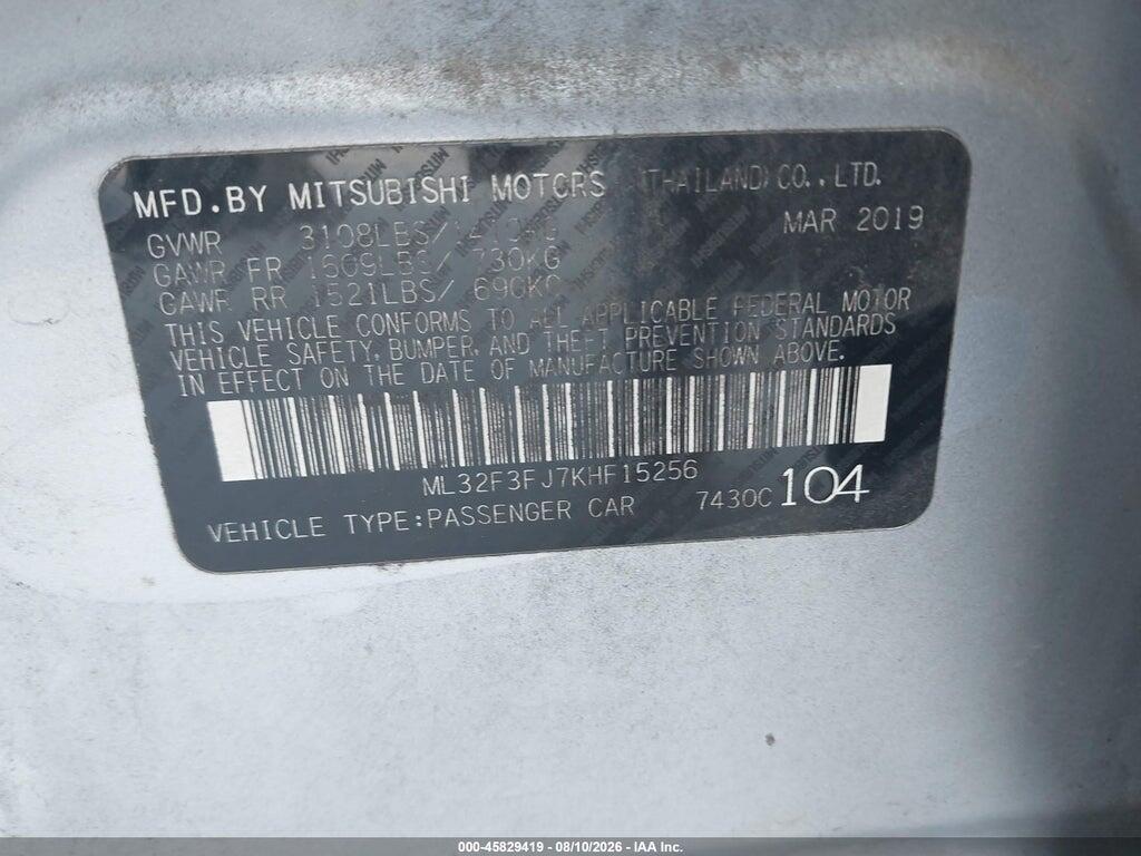 ML32F3FJ7KHF15256 2019 MITSUBISHI MIRAGE G4 photo no. 9