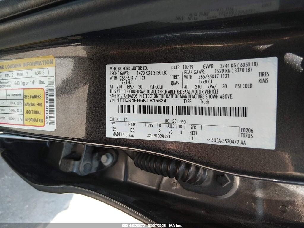 1FTER4FH6KLB15624 2019 FORD RANGER photo no. 9
