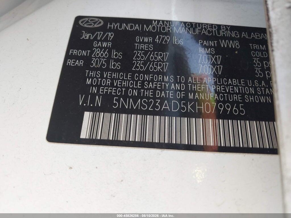 5NMS23AD5KH079965 2019 HYUNDAI SANTA FE photo no. 9