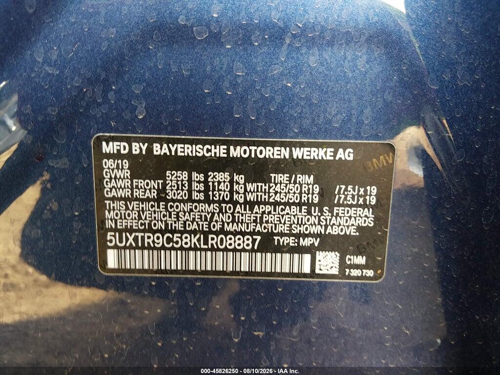 5UXTR9C58KLR08887 2019 BMW X3 photo no. 9