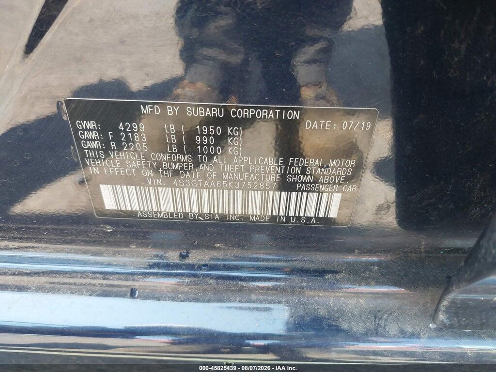 4S3GTAA65K3752857 2019 SUBARU IMPREZA photo no. 9